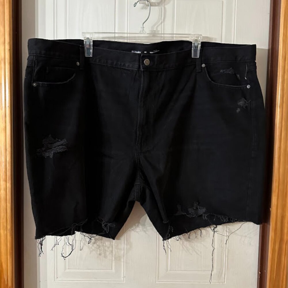 {Plus Size} NWOT Old Navy Slouchy Straight Shorts~ High Rise~ Size 28~ BLK (G25)